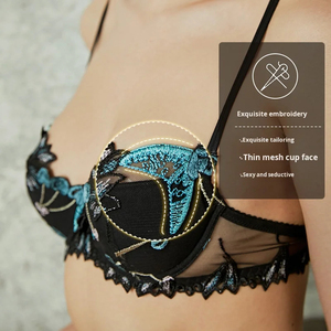Women's Sexy Lace <b>Push</b>-<b>Up</b> Bra <b>Bikini</b> Panty <b>Set</b> 3/4 Cup Wireless Support Seamless Floral Lace Adjustable Straps Two-Piece - Product Image 4