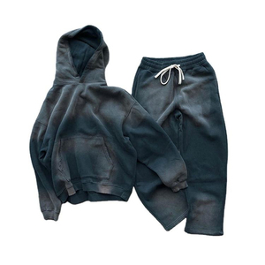 Nuevo estilo 100% algodón manga térmica lavado ácido pulóver chándal para hombres personalizable gimnasio Fitness blanco liso colección de invierno - Product Image 6