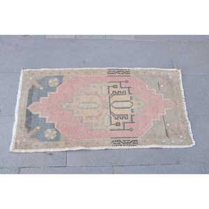 Petit tapis vintage 1,8 x 3,3 pieds, tapis turc, tapis persan en laine rouge et bleu - Product Image 4