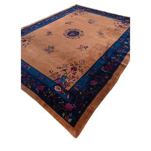 พรมขนสัตว์ถักมือสีเบจและสีน้ำตาลลายดอกไม้และลายจิ๊กซอว์ขนาดใหญ่สำหรับตกแต่งห้องนั่งเล่น รุ่น Pae-5500 - Product Image 2