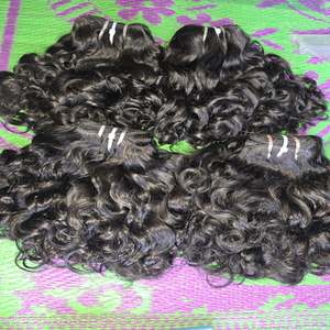 Extensions de cheveux humains indiens, texture bouclée bébé, cheveux bruts de temple, donneur unique, double trame, qualité supérieure, pointes pleines - Product Image 4