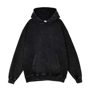 Sweat à capuche unisexe 100 % coton, délavé à l'acide, style streetwear moderne, décontracté, hiver, coupe oversize, confortable, usage quotidien, en molleton, écologique - Product Image 4