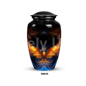 โกศอลูมิเนียมสีดำสำหรับผู้ใหญ่เถ้ากระดูกของมนุษย์ตกแต่งงานศพขนาดใหญ่พร้อมฝาปิดและฟรีถุงกำมะหยี่ - Product Image 4