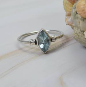 Anillo de piedras preciosas talladas con forma de marquesa facetada de Topacio Azul Natural, anillos de moda para fiesta de Plata de Ley 925, joyería para mujer a granel - Product Image 4