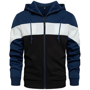 Sweat-shirt coupe ajustée pour hommes automne couleur bloc 100% Polyester poche kangourou à capuche manches longues fermeture éclair impression numérique polaire - Product Image 5