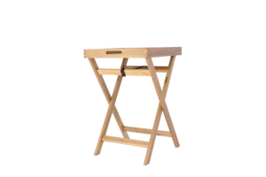 Table de plateau de thé en acacia portable avec pieds pliables et bords surélevés pour le service et la décoration - Product Image 3
