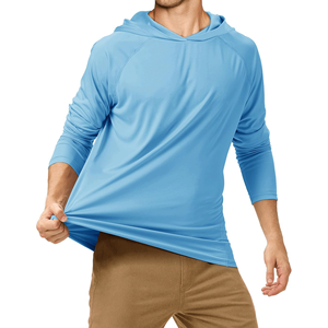 Camisas de Pesca Antibacterianas con Protección Solar UV UPF 50+ 100% Poliéster para Hombre, Manga Larga, Sudadera con Capucha para Senderismo y Correr al Aire Libre - Product Image 1