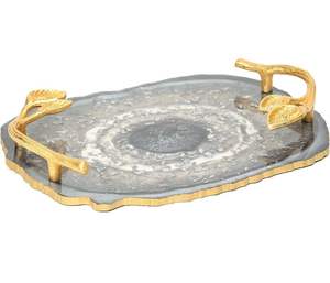 Plateau de service en résine écologique avec poignée en métal fait à la main café thé boissons plateau à bière pour la maison hôtel restaurant utilisation - Product Image 5