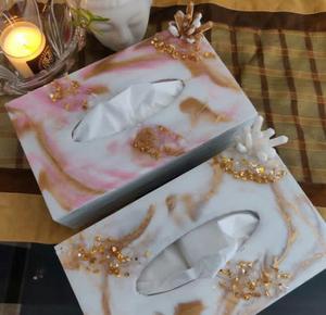 Boîte à mouchoirs en résine époxy Boîte à mouchoirs en résine Vaisselle de haute qualité Porte-mouchoirs en résine fait à la main - Product Image 4