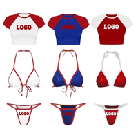 Fabricante OEM personalizado Fitness Sexy traje de baño personalizado mujeres 2 piezas Micro Mini Bikini conjunto a juego camiseta traje de baño ropa de playa