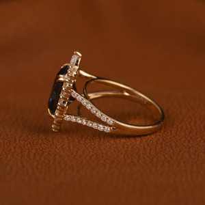 Anillos de Plata 925 con Zafiro Azul Real de Laboratorio y Moissanita para Mujer, Engaste de Garra, Estilo Hip-hop, Rodio, para Compromiso, Boda, Aniversario - Product Image 3