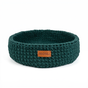Handcrafted Cotton Pet Bed Modern Fashion XL Size <b>Cat</b> Cave Forest Green with Removable Suede and <b>Plush</b> for Summer Winter Use - Product Image 1