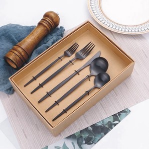 Affordable Black <b>Flatware</b> <b>Set</b> Knife Fork Spoon Stainless Steel Cutlery For Wedding Event Restaurant Hotel & Gift Use - Product Image 2