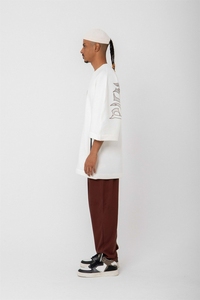 T-shirt Homme 2023 Coupe Oversize Épaules Tombantes Imprimé Sérigraphié Détail Zip Personnalisé 100% Coton Tricoté Écologique Décontracté 180-200 - Product Image 3