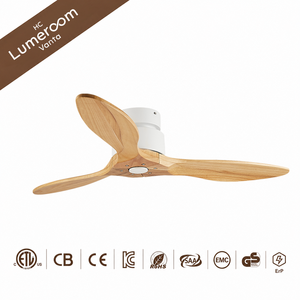 52 Inch Flush Mount <b>Ceiling</b> Fan No <b>Light</b> <b>Remote</b> <b>Control</b> 3 Solid Wood Blades for Bedroom Living Room - Product Image 5