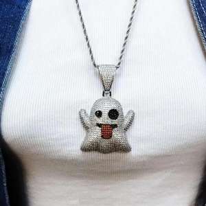 Pendentif Hip Hop en argent sterling 925 avec moissanite, entièrement serti de diamants ronds, plaqué or, pour hommes et femmes - Product Image 3