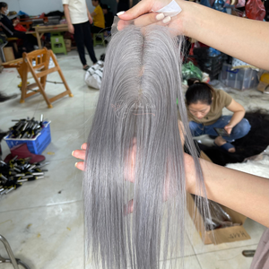 Artículo popular de 10 pulgadas, extensiones de cabello liso de hueso gris sedoso 2024, cabello crudo vietnamita puro, productos listos para enviar, peluca de encaje suizo - Product Image 4