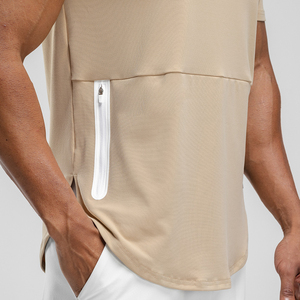 Luxury <b>Men's</b> Polyester/Cotton Oversize T-<b>Shirt</b> 100% Quality 220 Grams Custom Logo Design O-Neck Woven Pattern Print <b>Pocket</b> Quick - Product Image 5