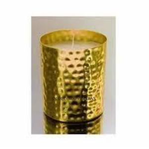 Tarro de vela de lujo de Metal de alta calidad chapado en oro de alta calidad de forma redonda con tapa superior de diseñador de flores con acabado antiguo de cobre - Product Image 5