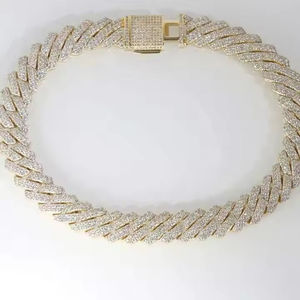 Collar de cadena de eslabones de moissanita de plata de ley 925, diamantes VVS, chapado en oro, diseño bonito, estilo Hip Hop para regalo, fiesta Ortodoxa - Product Image 1