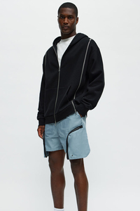 Mens Light Blue Board <b>Shorts</b> Mid Waist Elastic Waist Quick Dry Casual Style With <b>Zippers</b> <b>Shorts</b> And Casual Wear - Product Image 2