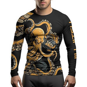 Camiseta de entrenamiento MMA Jiu Jitsu de manga larga para hombre, Camiseta holgada BJJ Rash Guard Stretch Grappling Top No Gi Compression Sportswear UPF50 - Product Image 4