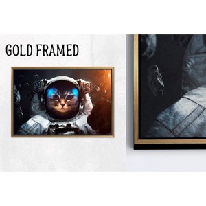 ภาพพิมพ์บนผ้าใบลายแมวนักบินอวกาศ: งานศิลปะสัตว์แสนน่ารักสำหรับตกแต่งบ้าน,1P Goldframedcanvas - Product Image 1