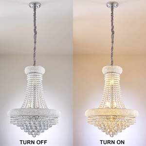 12 lumières Chrome classique Style Empire K9 boule de cristal lustre plafonnier pour salon Foyer salle à manger couloir - Product Image 3