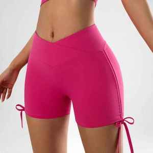Short réglable en forme de V taille haute taille élastique Leggings de yoga taille Leggings de yoga ajustés à la taille sangles d'étreinte de hanche coupe ajustée - Product Image 5