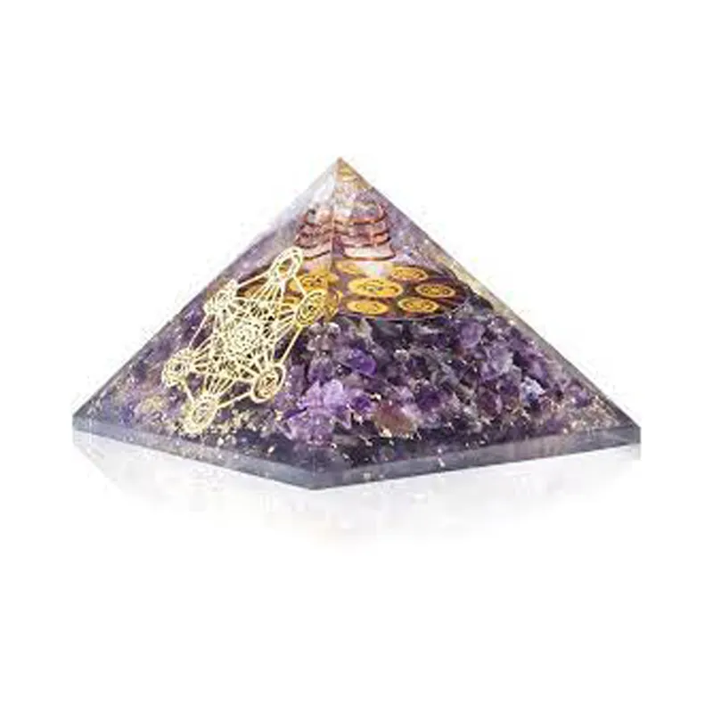 Gemstone reiki citrina cristal camada ametista pirâmide com ponto de cristal a preço razoável