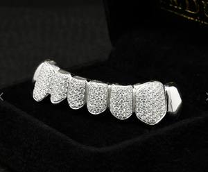 Customizable 14K Gold 925 <b>Silver</b> Hip Hop Teeth Grillz Vintage Brilliant Cut VVS Moissanite Iced IGI Certified Claw Setting - Product Image 1