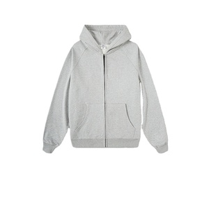 เสื้อแจ็กเก็ต445gsm สำหรับผู้ชายมีฮู้ดและเสื้อสเวตเตอร์แบบรูดซิปรูดแนวสตรีทผ้าคอตตอนขนาดพิเศษมีซิป - Product Image 5