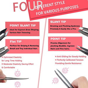 Herramienta de belleza profesional de etiqueta privada, Punta inclinada de alta precisión, juego de pinzas para cejas de acero inoxidable disponibles para personalización - Product Image 3