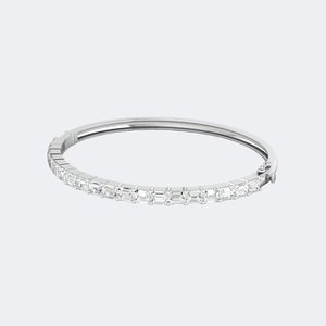 3.80CTW Emerald Cut Diamond <b>Bangle</b> Bracelet 14k <b>Gold</b> Lab Grown D Color Bar Set Luxury Statement Jewelry for Women - Product Image 3