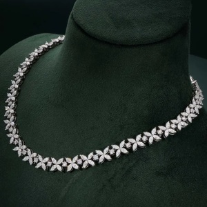 Collar de diamantes de Oro 4K, collar de Gargantilla de diamantes cultivados en laboratorio, collar de diseñador para mujer, collar de boda para novia - Product Image 2