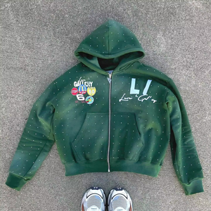 Best Price Custom Color <b>Rhinestone</b> Pullover Hoodie 100% Cotton 420g Oversized Breathable Comfortable for unisex - Product Image 5