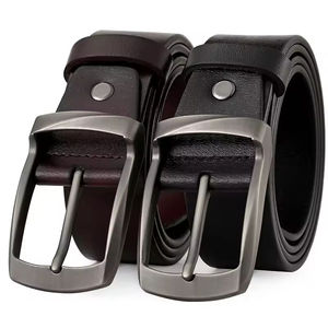 Cinturón de Cuero Genuino para Hombre, Color Marrón, con Hebilla de Acero, Logotipo Personalizado, Transpirable e Impermeable, Venta al Por Mayor, Alta Calidad - Product Image 2