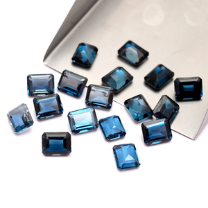 Piedra de corte Octágono de Topacio Azul de Londres AAA + | Piedra preciosa de topacio genuino octofacetado de 6x8mm | Piedras sueltas para hacer joyas - Product Image 5