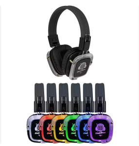 Casque audio Original Talent Silent Disco Prism à changement de couleur, lot de 40 avec 2 émetteurs portables - Product Image 1