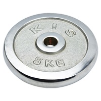 Discos Electrochapados para Mancuernas y Barras para Hombre, Color Rojo/Blanco, Orificio Grande de 5 cm y Orificio Pequeño