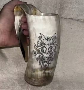 Mug en corne de buffle naturel, mug à boire viking pour fête, mug en corne de différents designs - Product Image 3