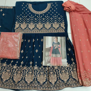 Lujoso Real Georgette Shalwar Kameez Elegante Multi-Hilo Bordado Secuencia Trabajo Santoon Seda Vestido Interior Traje Indio - Product Image 1