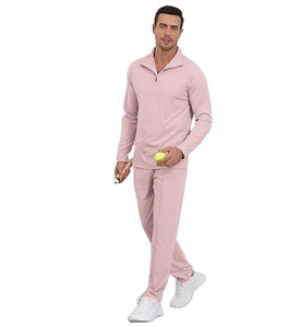 เสื้อแจ็คเก็ตขนแกะน้ำหนักเบาสำหรับผู้ชาย แบบซิป ¼ ตัว แขนยาว พร้อมกางเกงขายาว ซิปปิด กันลม กันแดด - Product Image 1