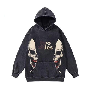 เสื้อฮู้ดซิป OEM ผ้าฝ้ายแท้ 100% ล้างด้วยกรด สำหรับผู้ชาย-ฤดูใบไม้ร่วง/ฤดูหนาว สไตล์วินเทจ ระบายอากาศได้ดีและแห้งเร็ว - Product Image 3