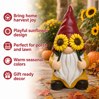 Statue de gnome de jardin Harvestman coloré avec chapeau texturé, élément décoratif pour jardin
