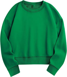 2025 Trending Cropped Sweatshirts for Women Cotton Long Sleeve Crop <b>Tops</b> Crewneck Oversized Sweater 100% Cotton Terry Fleece - Product Image 1