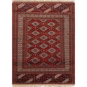Kiaan <b>Boho</b>-Style Hand Knotted Wool <b>Rugs</b> Red Orange Geometric Abstract Patterns for Home Hallway Living Room Bedroom-Paem-237 <b>Rug</b> - Product Image 1