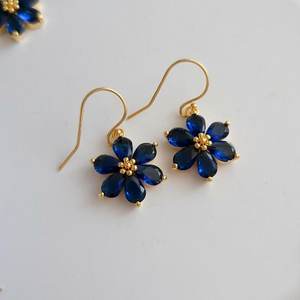 <b>Sapphire</b> Charm Huggie Hoop 925 Silver <b>Gold</b> Plated <b>Earrings</b> Vintage Style <b>Earrings</b> Gift for Her Blue <b>Sapphire</b> <b>Earrings</b> - Product Image 1