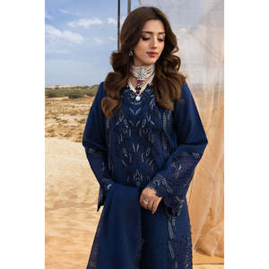 Ensemble 3 pièces Rang Rasiya : Chemises en mousseline brodées découpées au laser et dupatta, avec pantalon brodé en tissu Khadi Net - BIC-4773 - Product Image 6