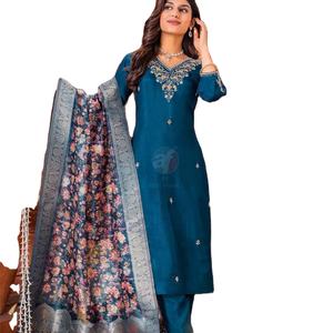 Dernier créateur Pure Dola Silk Jacquard Hand Work Kurti Set by Fab Zone Indian & Pakistani Clothing - Product Image 1